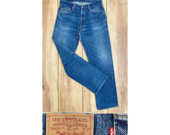 Levi's 501 Vintage Boyfriend W36 L32, Selvedge, 1990 Jeans, Medium Blue Color