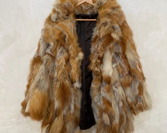 Handmade Vintage Red Fox Fur Coat – Authentic Luxury Fur Coat – Unisex Size L – Exclusive Collector Piece