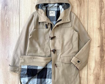 Classic Burberry Wool Coat for Men, Beige / Camel, Long Thomas Burberry Coat, Minimalist Style.