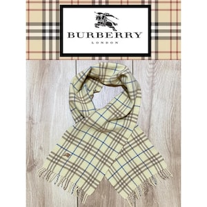 Genuine Burberry Wool Scarf, Cream Color, 151 cm Length.
