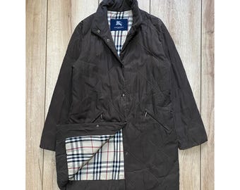 Long Burberry Coat, Size M/L - Luxury Jacket, Authentic Minimalist Burberry Coat