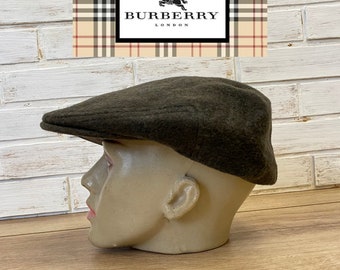 Vintage Burberry Newsboy Hat Classic Novacheck Plaid Wool Hunting Flat Black Cap Men Hat Burberrys Wool Winter Hat Vintage No Size on Tag Etsy