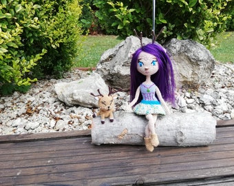 Deer-doll with her little pet/ Crochet doll/ Little deer/Daniela and Demi