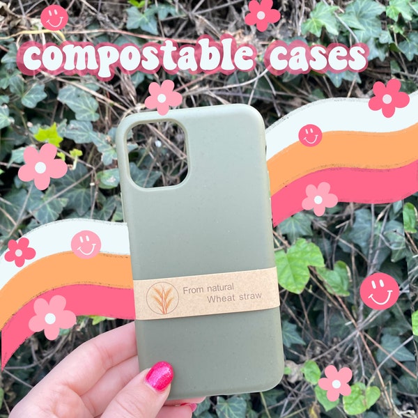 100% Biodegradable iPhone case, Eco-friendly phone case, Compostable, Made from plants, Zero Waste, Sustainable phone case (OLIVE GREEN))