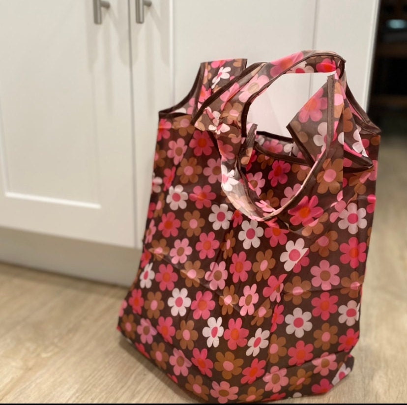 Discover Floral Shopping Tote Bag Packable Grocery Bag