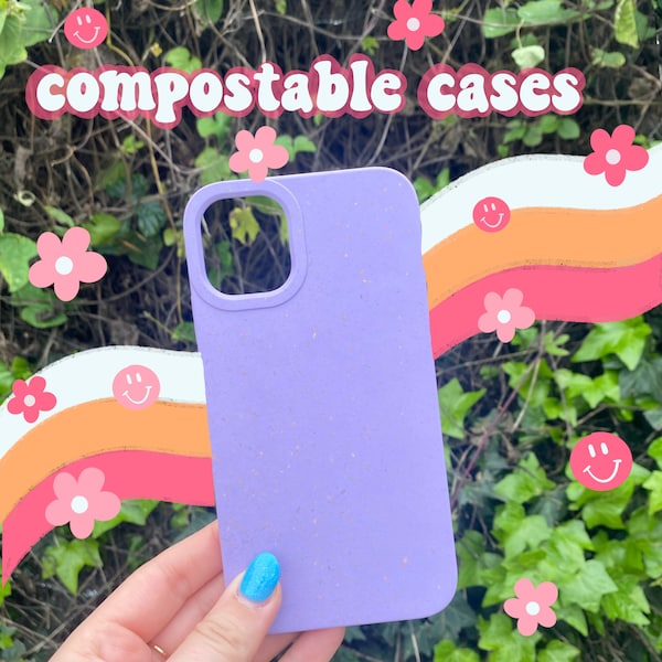 100% Biodegradable iPhone case, Eco-friendly phone case, Compostable, Made from plants, Zero Waste, Sustainable phone case (PURPLE)