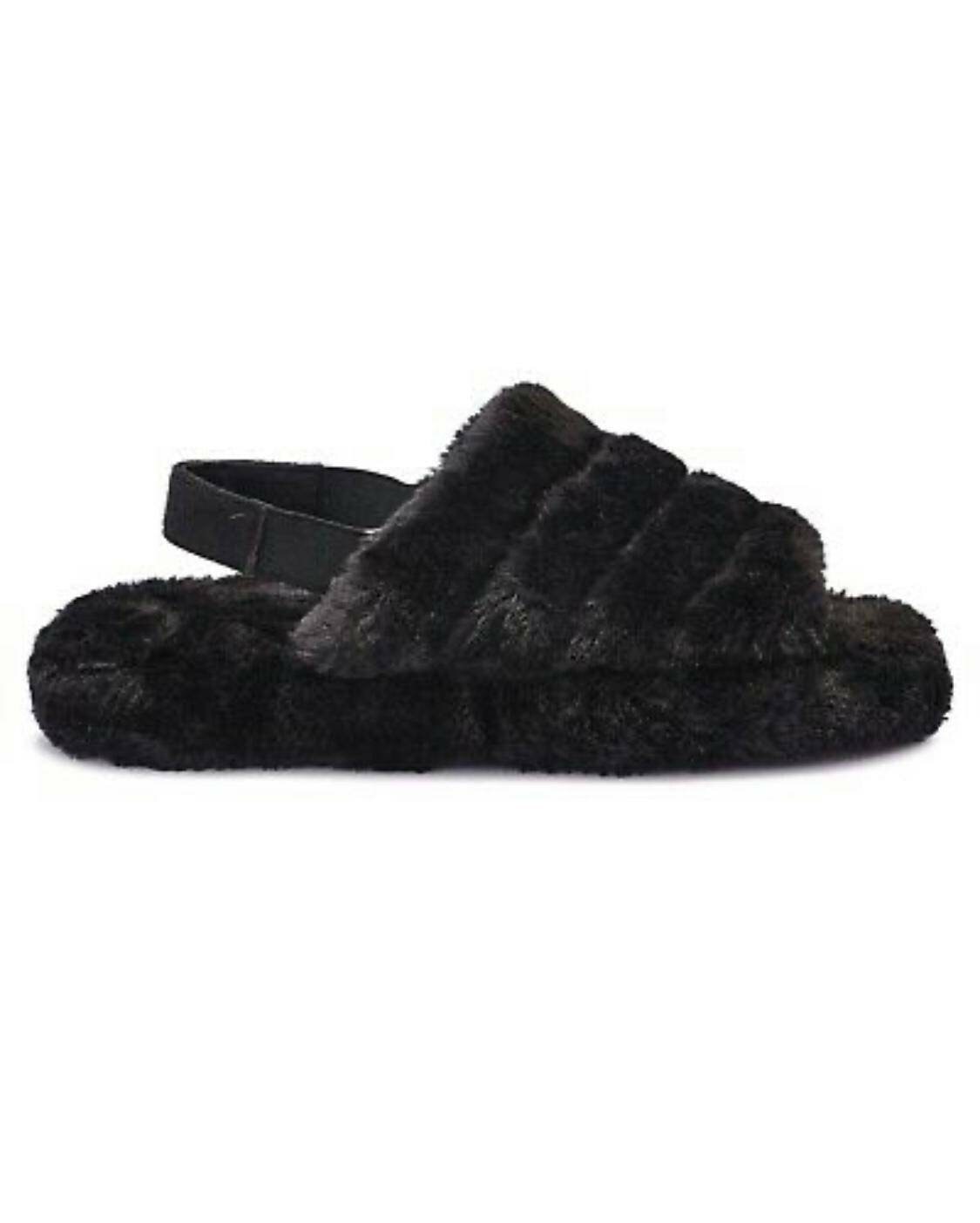 black faux slides