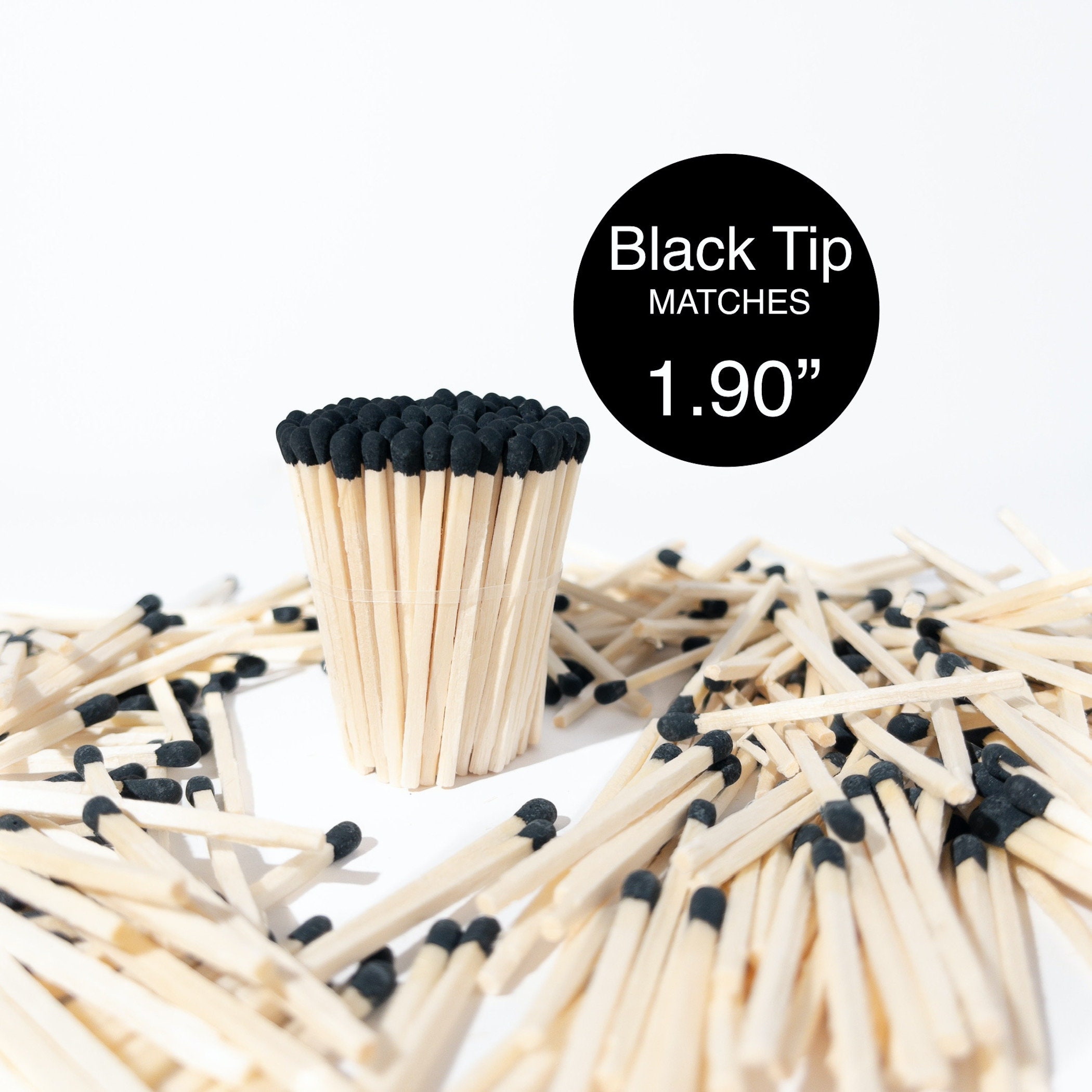 Black Tip Decorative Matches, 60 Small Premium Wooden Matches | Artisan  Matches for Candles, Safety Matches for Lighting Candles with Match Striker  On