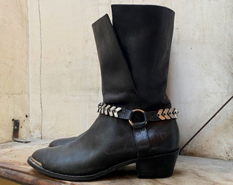 black leather booties canada