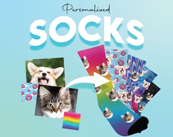 Personalized Socks- Send Us Your Picture- We will Print Your Photo on the background of your choice! Makes Great Gift Idea! Fun Face Socks