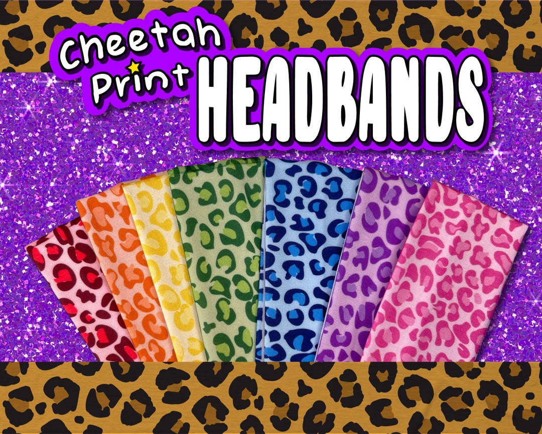 Cute Cheetah Print Headband Available in Pink, Purple, Blue, Red, Green ...