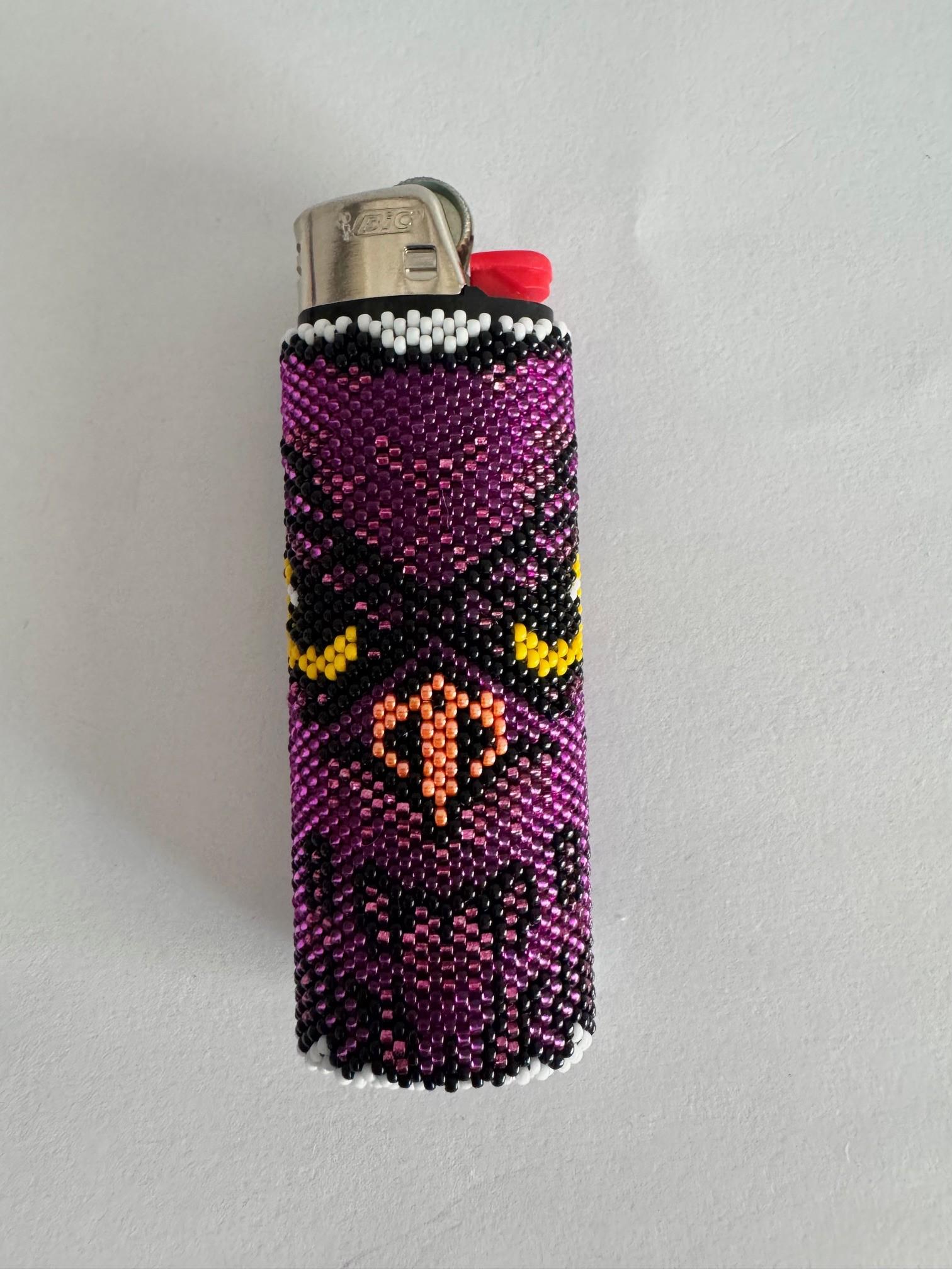 Beaded owl lighter case
