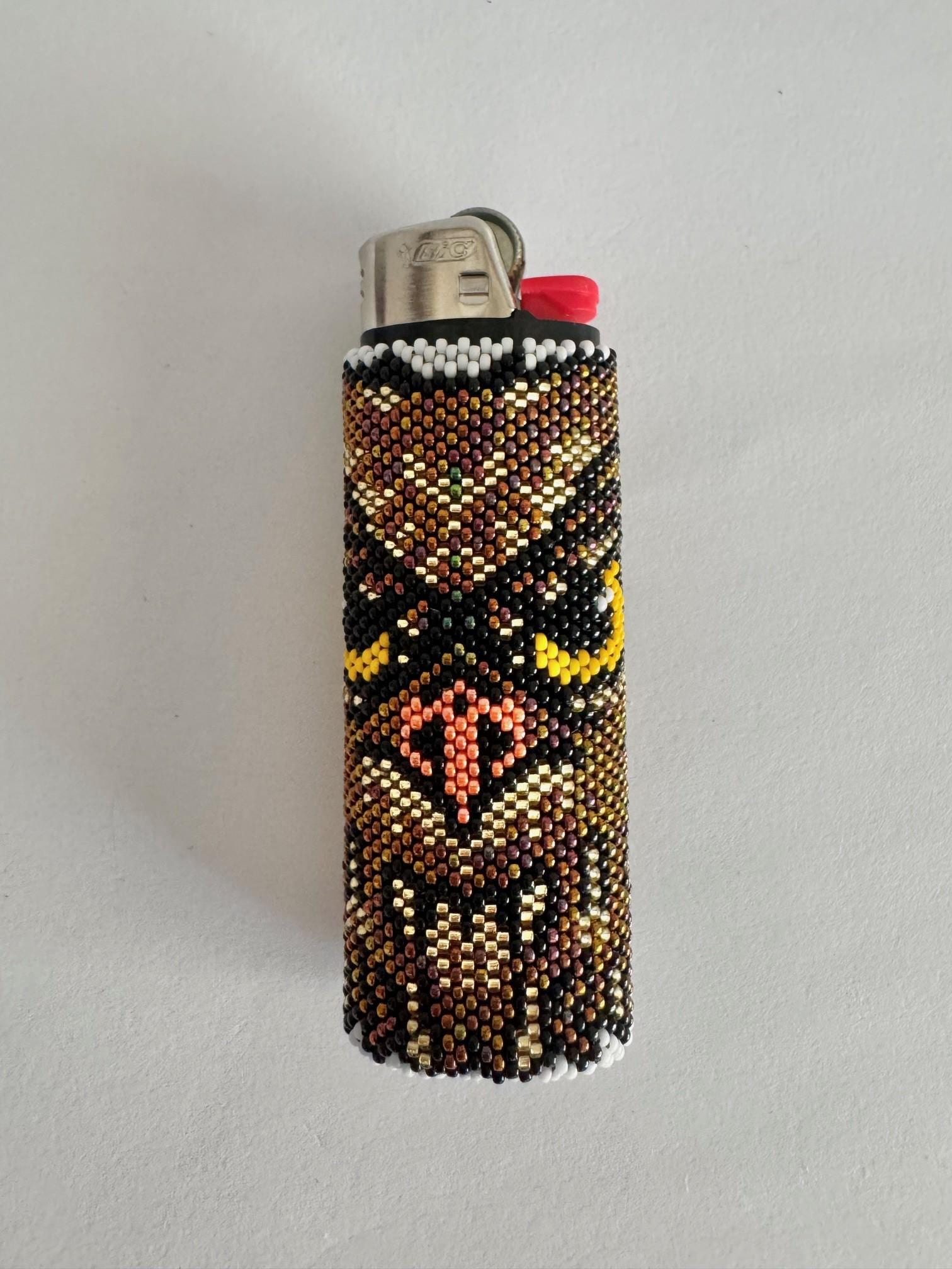 Beaded owl lighter case