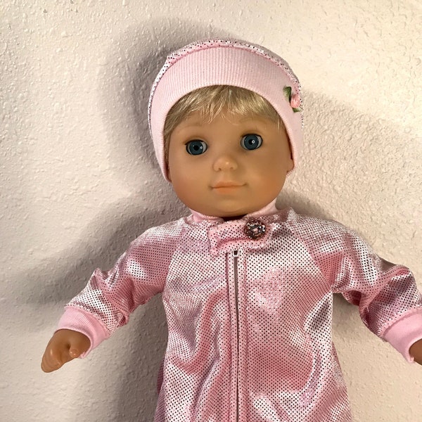 Doll Outfit: 3 pc. sleep sack, hat, and diaper for 15" bitty baby type doll. Easy to put on.
