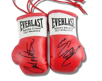 Apollo Creed v Rocky Balboa Autographed mini Boxing Gloves (pair)  From the films Rocky 1,2,3 and 4