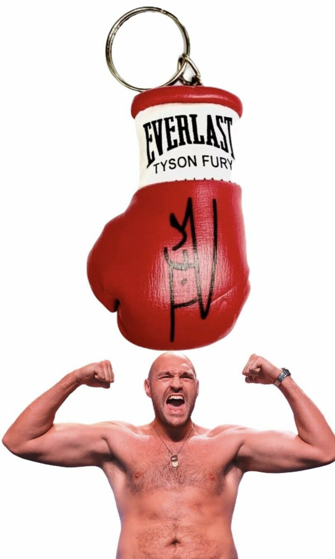 Tyson Fury Autographed Mini Boxing Gloves & Keyring – Gold Limited Edition Gift Set