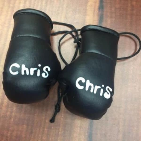 Pair Personalized Mini Boxing Gloves. Any Name Pink, Blue, White, Silver, Gold,black, red  Hand painted