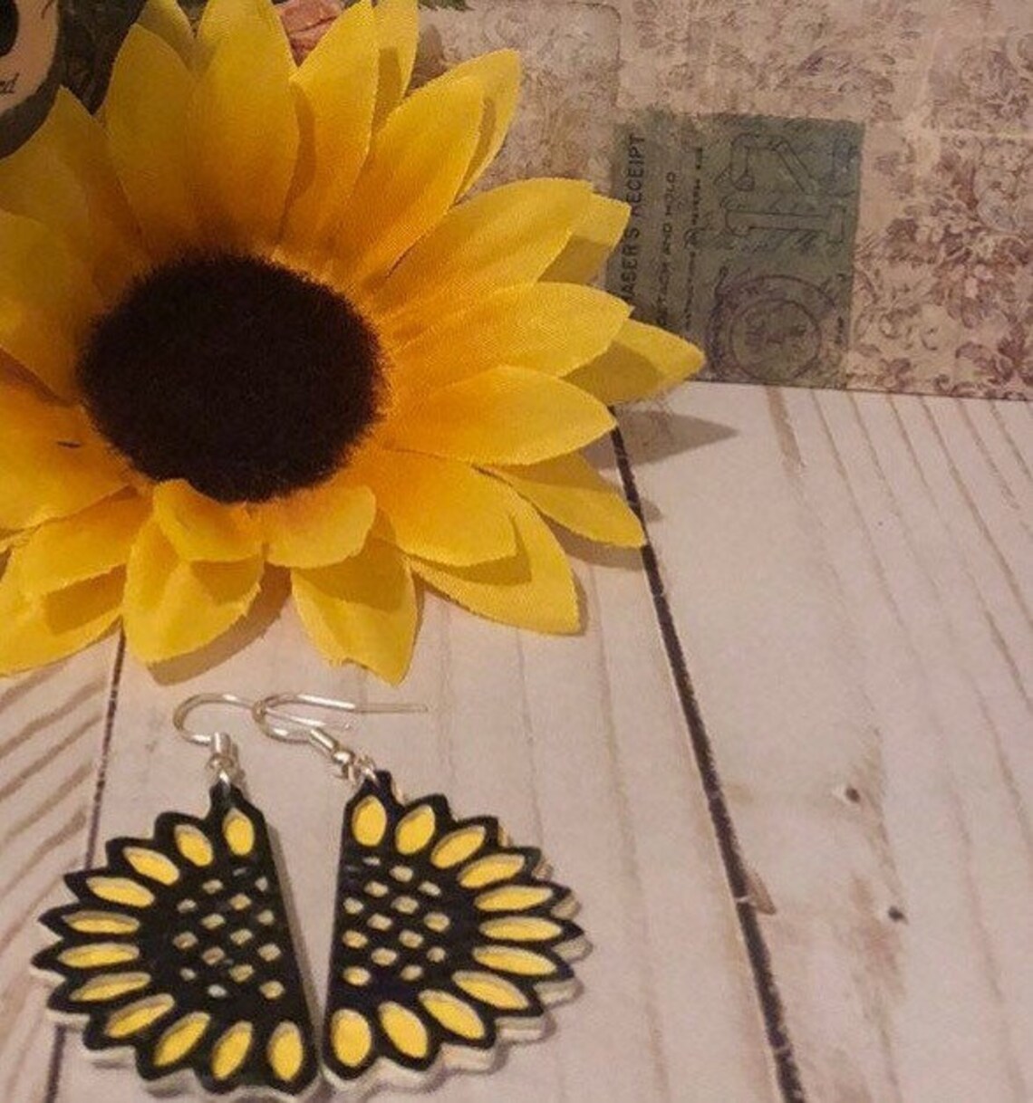 Sunflower dangle earrings Etsy