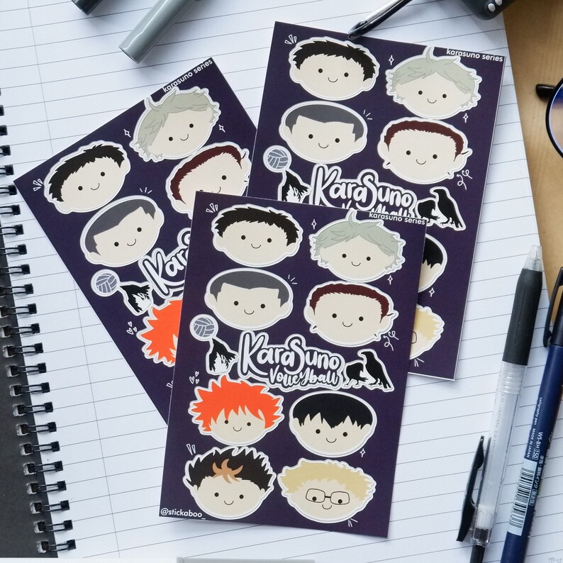 Karasuno Sticker Sheet Series Anime Haikyuu Kageyama Hinata Etsy