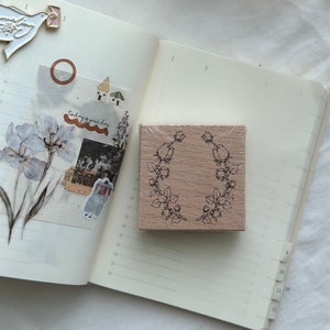 Lady F Illustration Flowers Circle Rubber Stamp Limited Edition- Rose