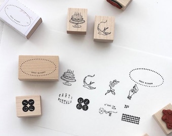 Nyret Design Vol.9 Postcard Series Rubber Stamps | Planner Stamp | Vintage Design Stamp | Bullet Journal Stamp, Craft Supplies Gift Wrapping