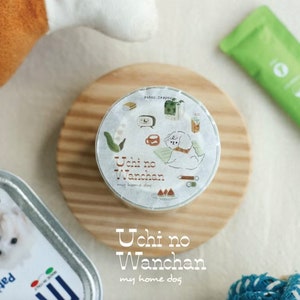 Cinta adhesiva troquelada PET Teayou Uchi no Wanchan, 1 rollo de 1000 cm