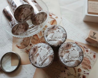 Shiwu Studio X Siyun Love Cocoa PET Tape - 1 Roll 1000 cm | Coffee Stain Design Craft Supplies for Journal, Planner, Scrapbook
