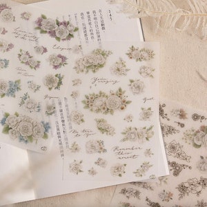 Loidesign White Rose Transfer Stickers | 3 design in 1 packet | Print-on Stickers |