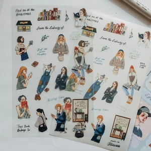 La Dolce Vita Vida em uma livraria Washi / Adesivos transparentes Suprimentos de artesanato para planejador, diário, álbum de recortes, caderno, embrulho de presente