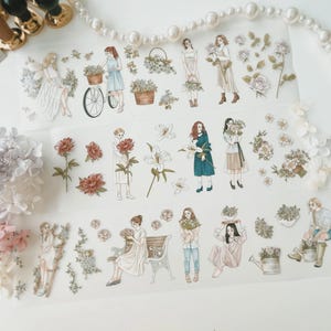 Dagboekpagina's X Windry R. Bouquets PET-tape 1 lus 84 cm meisje Illustraties Knutselbenodigdheden voor dagboek Planner Plakboek Notitieboek Kaart Cadeau