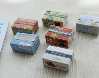 Mini Box Sticker Set: Supermarket, Bakery, Cat, Dog - 40 Stickers