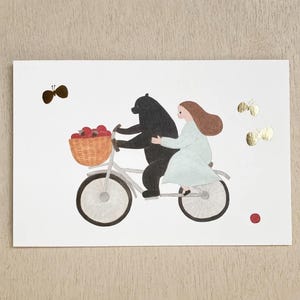Cravate carte postale estampée d'aluminium vélo anniversaire carte de voeux journal scrapbooking planificateur décoration cadeau pour elle papeterie japonaise