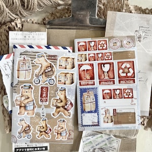 Kuma Bear Delivery Stickers: Stationery Scrapbook Stickers