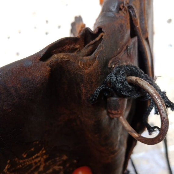 Vintage Berber leather bag. Moroccan antique leat… - image 9