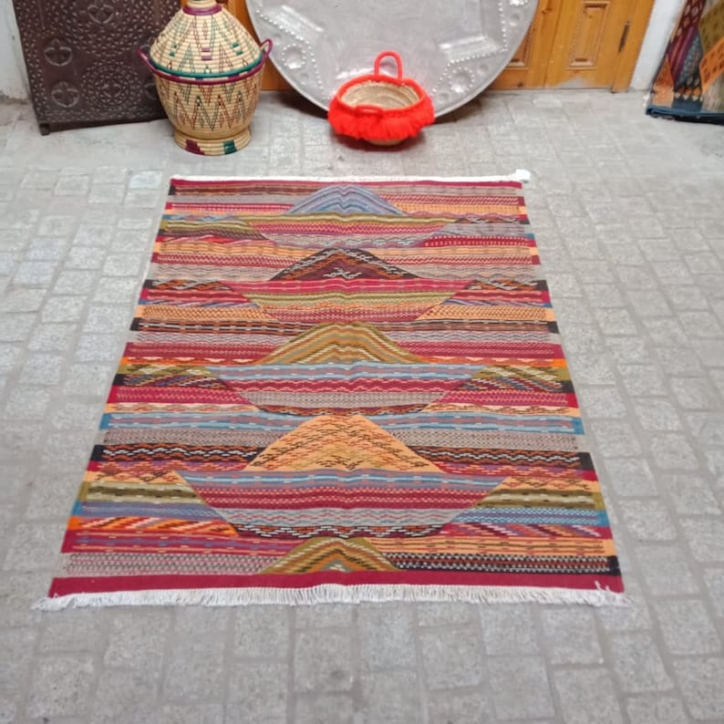 Berber rug Handmade wool rug authentic azilal Moroccan Picasso rug Colorful rug