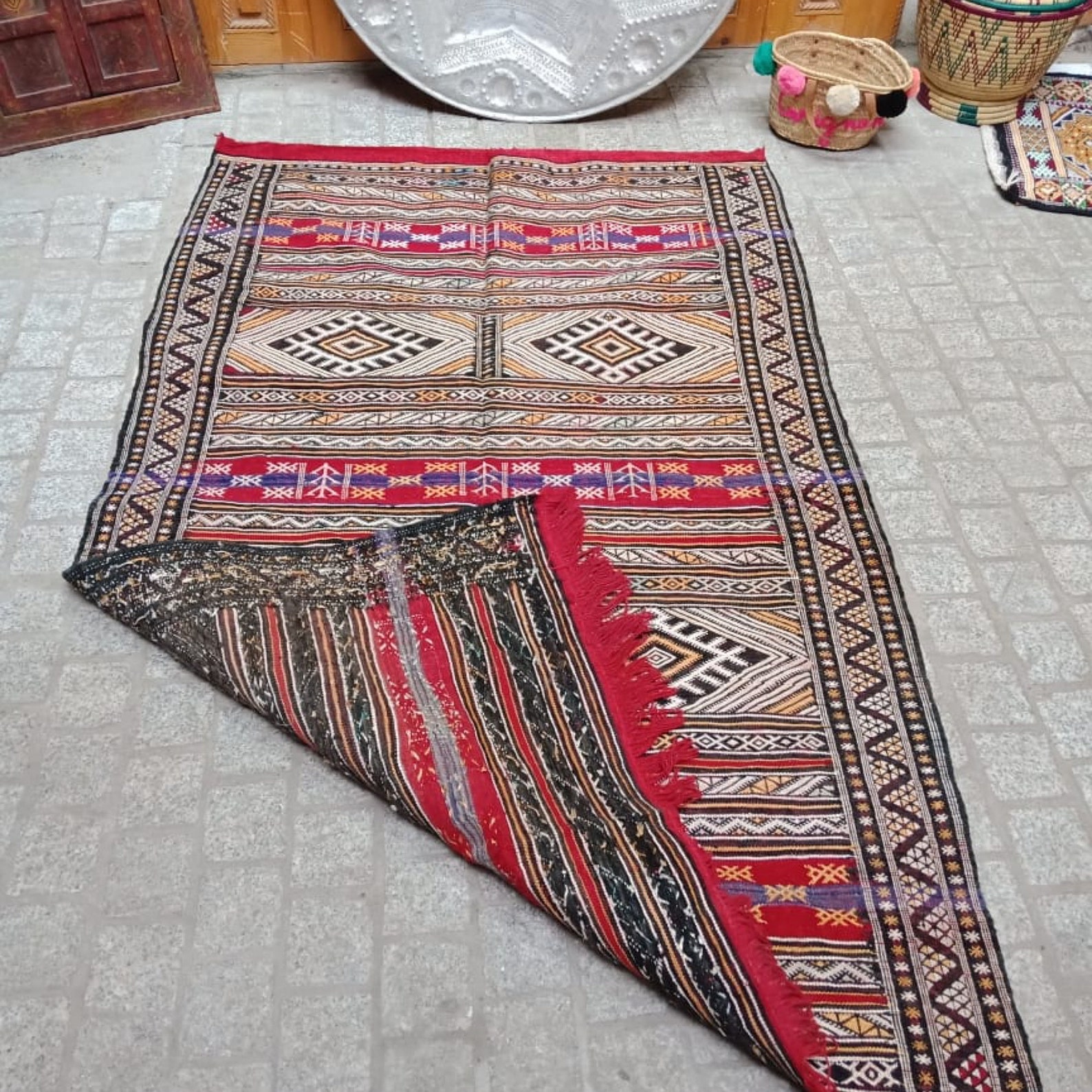 Vintage cactus silk rug 63 ft handmade Moroccan sabra Etsy