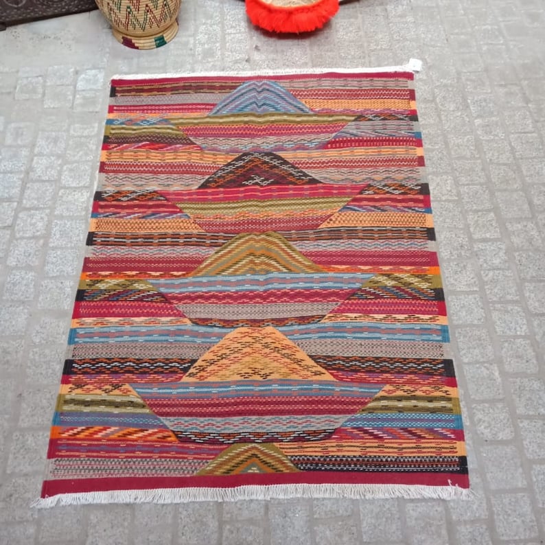 Berber rug Handmade wool rug authentic azilal Moroccan Picasso rug Colorful rug