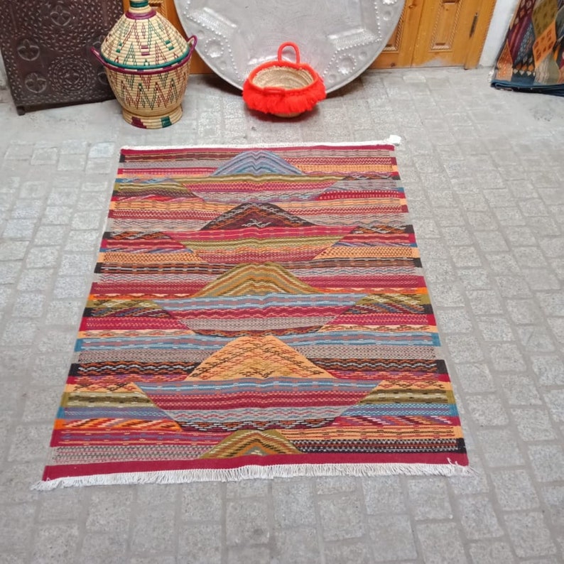 Berber rug Handmade wool rug authentic azilal Moroccan Picasso rug Colorful rug