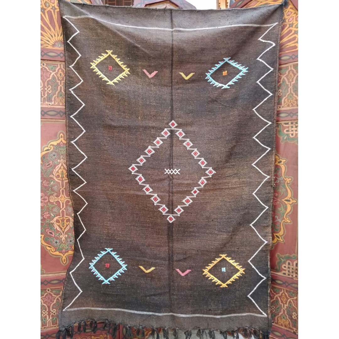 Moroccan Cactus Silk Rug, Handmade Sabra Cactus Rug, Berber Kilim Rug