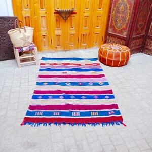 Cactus silk rug 3×5 ft, Moroccan cactus silk kilim handmade .cactus silk rug ,Sabra carpet berber Authentic azilal area rug. Colorful rug