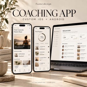 Desarrollo de aplicaciones personalizadas de coaching y membresía, cursos y suscripciones, iOS y Android.
