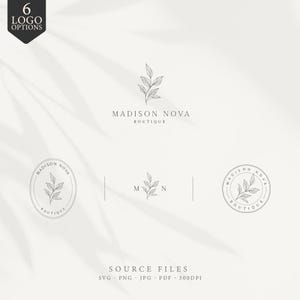Logo Design Editable Minimalist Floral & Botanical Leaf Logo for Beauty, Photography, Organic Business Branding