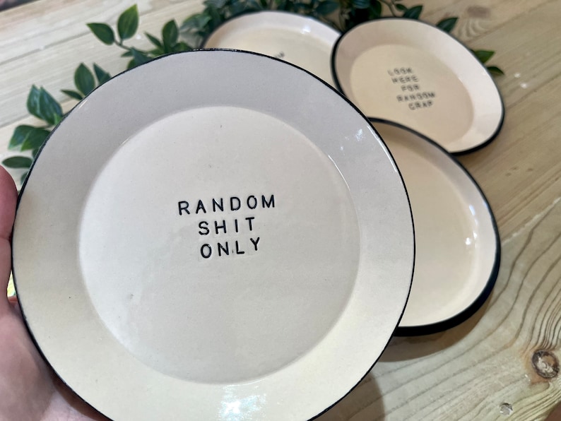 Handmade Stoneware Trinket Dish, Funny Key & Random Tray, Bits and Bobs plate, Housewarming Gift zdjęcie 5