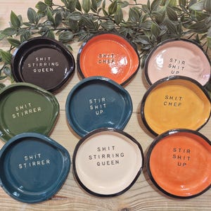 Ceramic Slogan Spoon Rest, Funny Kitchen Decor, Rude, Cheeky