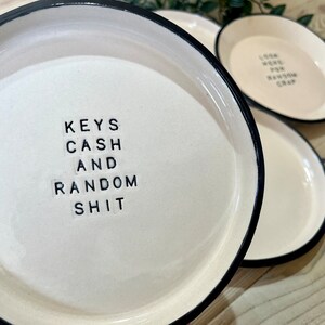 Handmade Stoneware Trinket Dish, Funny Key & Random Tray, Bits and Bobs plate, Housewarming Gift zdjęcie 9