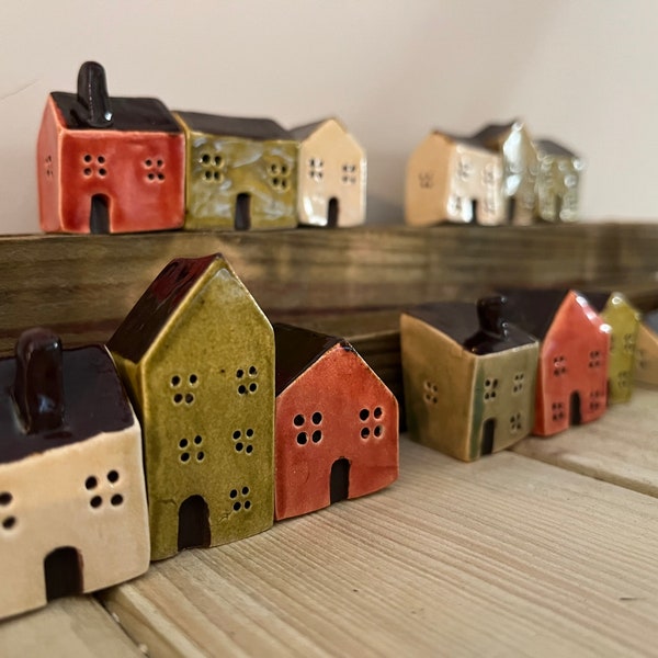 Miniature Set of 3 Ceramic Cottage, Miniature House, Small Cottage, Miniature Cottages, Ceramic House, Tiny Cottages,