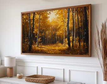 Resplandor del otoño: papel pintado original pintado al óleo