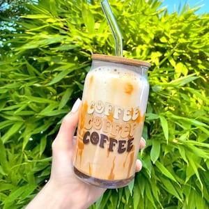 Heart Iced Coffee Beer Glass Can Iced Coffee Beer Glass Can Coffee Cup Glass  Can Coffee Addict Custom Cup With Bamboo Lid Straw 