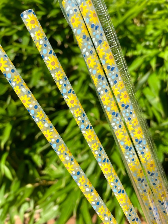 Sunflower Reusable Plastic Straw | 9 inches | Party | Event | Summer | Trend | Gift | Floral | Cold Cup | Wedding | Favour | Flower | Yellow