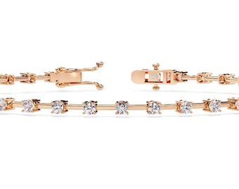 1Ct Natural Diamond Tennis Bracelet In 14K Solid Rose Gold | Genuine Diamond Handmade Bracelet | Diamond Bracelet | Anniversary Gifts